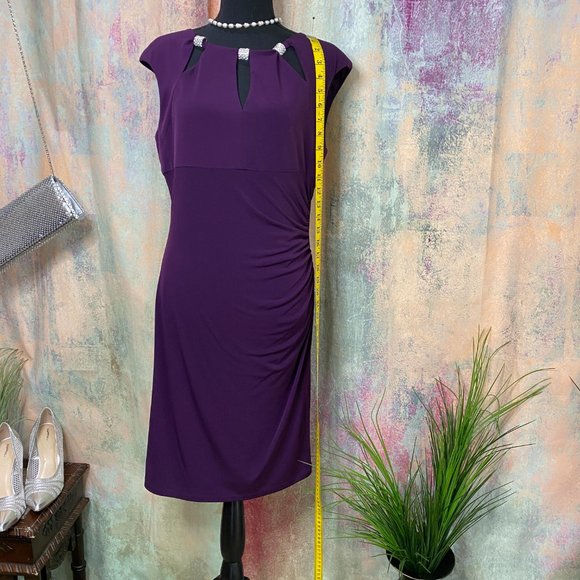 πEliza J Semi Formal soft flowing Cocktail Dress with Rhinestone Accents - Picture 3 of 16